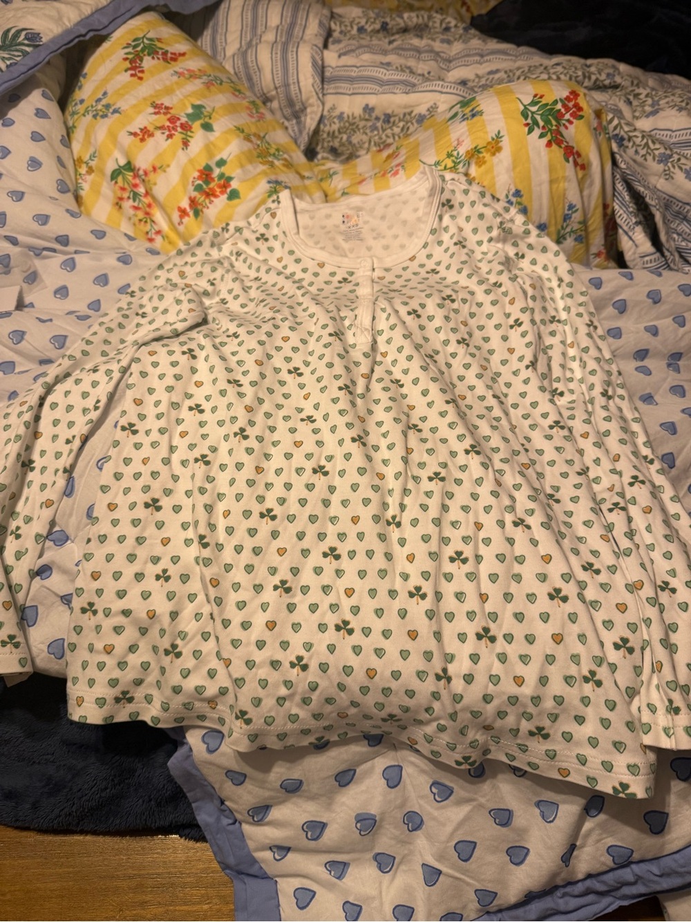 Roller Rabbit Long-Sleeve Heart Print shamrock xxs pajama